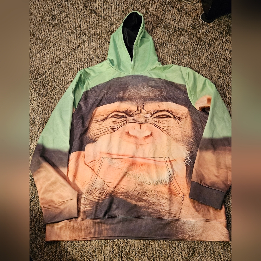 3D Monkey Print Design Hoodie - Youth & Adults 1XL